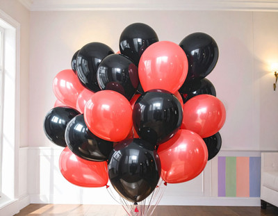 SKYWINS Solid Red and Black Metallic Balloons Pack of 100 | Party Decoration Latex Balloon(Red, Black, Pack of 100)
