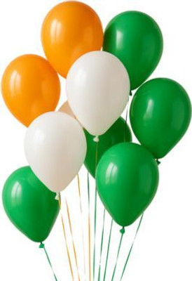 GIFTELLA Solid BALLOON_O_W_G_30 Balloon(Orange, White, Green, Pack of 30)