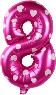 Shopperskart Solid 8/Eight 16inch Number Toy Foil Balloon For Birthday/Anniversary Party Decoration Balloon(Pink, Pack of 1)