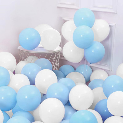 Giftzadda Solid 50 Pcs Blue & White Pastel Balloons Kit For Birthday, Anniversary Balloon(White, Blue, Pack of 50)