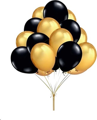 Alaina Solid Metallic Balloons For Birthday Party Baby Shower Anniversary Party Decoration Balloon(Black, Gold, Pack of 100)