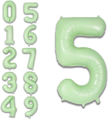 Party Parindey Solid Green Number 5 Foil Balloon 32 Inch for Birthday, Baby Milestone & Party Decor Letter Balloon(Green, Pack of 1)