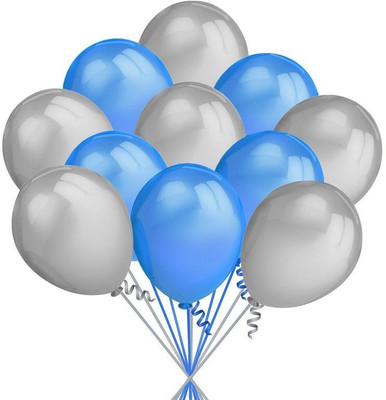 PARTY MIDLINKERZ Solid Prty Balloons Metallic HD for Birthday / Anniversary / Baby Shower(Blue_Grey) Pack Of 51 Balloon(Blue, Grey, Pack of 51)
