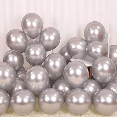 Kaliram & Sons Solid 50 METALLIC SILVER LARGE BALLOONS Balloon(Silver, Pack of 50)