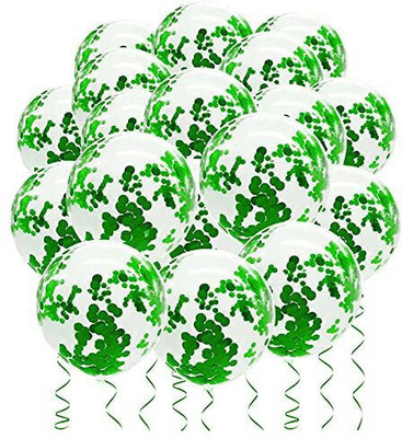 Tejal Trader Printed Confetti Metallic Latex Balloons Green Theme Set of 50 for Birthday Party Decor Balloon(Green, Pack of 50)