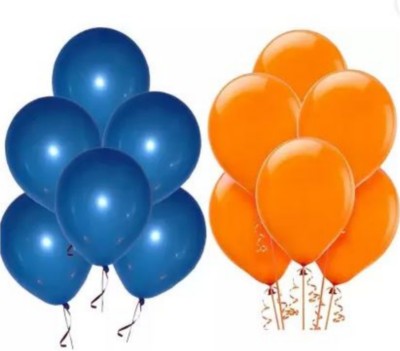 Local Charm Solid Metallic Balloons For Birthday, Anniversary Party , Baby Shower ,Marriage Balloon(Blue, Orange, Pack of 100)