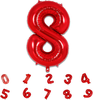 Party Bird Solid Red Number 8 Eight Foil Balloons 32 Inch Birthday & Anniversary Decoration Balloon(Red, Pack of 1)