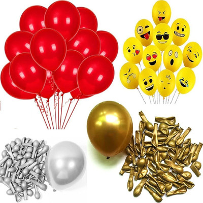 Kaliram & Sons Solid Complete Party Combo Metallic Balloons - 40 Balloon(Gold, Silver, Red, Yellow, Pack of 40)