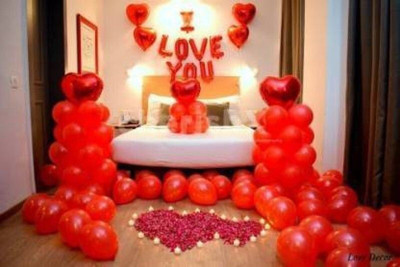 Juneja Enterprises Solid I Love You Red Letter Foil , Red Heart Foil And Red Mattalic Balloon Letter Balloon(Red, Pack of 45)
