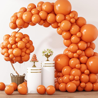 R G ACCESSORIES Solid Orange Balloons Garland Decoration Kit With Arch Pack Of 50 Balloon(Orange, Pack of 50)
