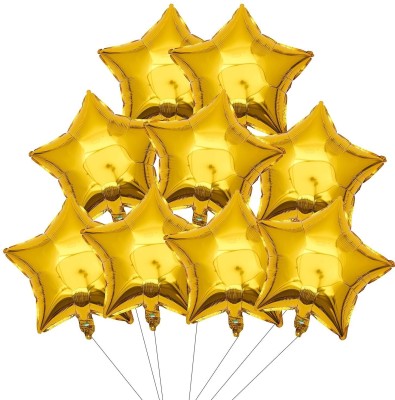 DD Enterprises Solid Star Shaped Balloons Premium Reusable Foil Decorations Helium or Air Fill Balloon(Gold, Pack of 30)