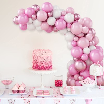 RP Bazaar Solid balloon garland kit for birthday, baby shower, wedding Balloon Balloon(Pink, White, Pack of 51)