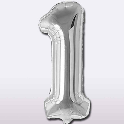Party Parindey Solid 1/One Number Foil-Modern kids/Adults Party item Birthday Anniversary Balloon(Silver, Pack of 1)