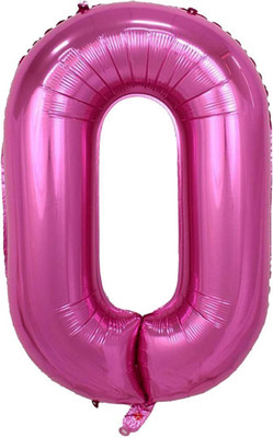 Party Parindey Solid Zero Number Foil-Modern kids/Adults Party item Birthday Anniversary Letter Balloon(Pink, Pack of 1)