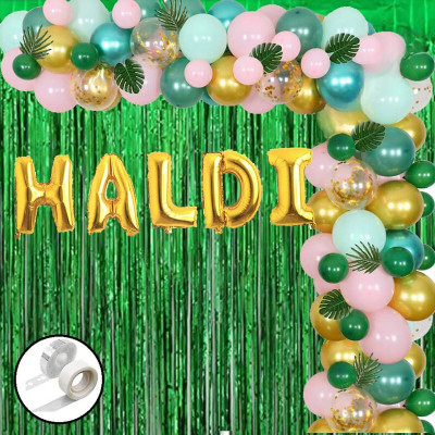 LOONS PEDDLER Solid Haldi Ceremony/Groom To Be/Bridal Shower/Bachelorette Party/Mehndi Decoration Balloon(Green, Pack of 38)