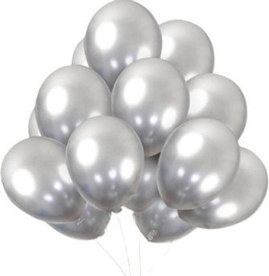 GIFTELLA Solid Silver Chrome Balloon(Silver, Pack of 50)