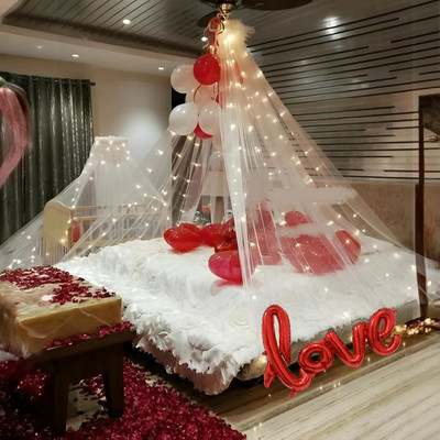 Balloon&You Solid Net Curtain Kit For Love, Bed Room, Wedding, Anniversary, Birthday, Baby Shower Balloon(White, Red, Pack of 25)