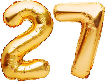 Tejal Trader Solid Birthday Numbers Solid RoseGold '8' number Balloon(Gold, Pack of 2)