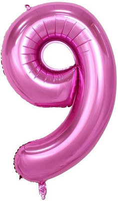 Decor Mantra Solid 32 inch Nine Number Foil Balloon For Birthday, Events, Get Well, Years 9 Shape Letter Balloon(Pink, Pack of 1)
