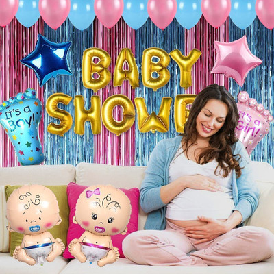 shribalaji Solid Baby shower foil balloon/foot foil/boygirl foil/curtain/star/matellic Balloon(Blue, Pink, Pack of 48)