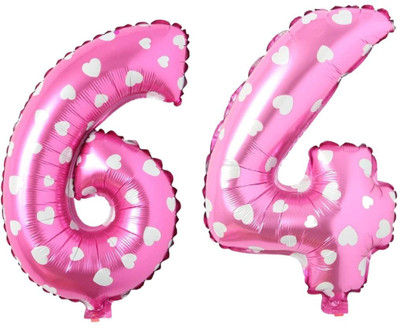 Angolalark Solid Pink Foil Number 64 Letter Balloon(Pink, Pack of 1)