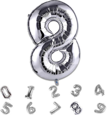 Décor Mantra Solid 8 Number Foil Balloon 32 inch for Birthday & Anniversary Decorations items kit Letter Balloon(Silver, Pack of 1)