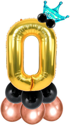 Party Parindey Solid Zero Number Foil-Modern kids/Adults Party item Birthday Anniversary Decorations Balloon(Gold, Pack of 1)