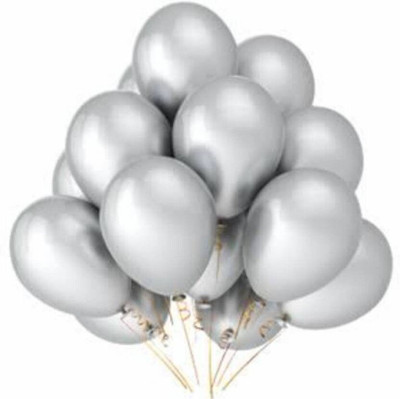 Priyals Solid Metallic Silver Balloon(Silver, Pack of 50)