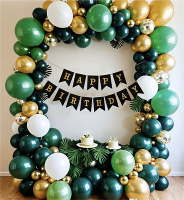 ARV Solid Happy Birthday with Jungle Theme For Party Decoration Combo Kit m Balloon(Multicolor, Pack of 49)