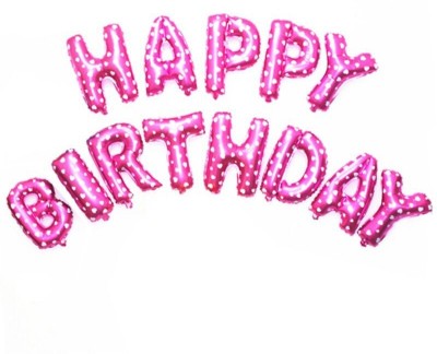 Ziggle Printed Happy Birthday 13 letter Pink Foil Balloon(Multicolor, Pack of 1)