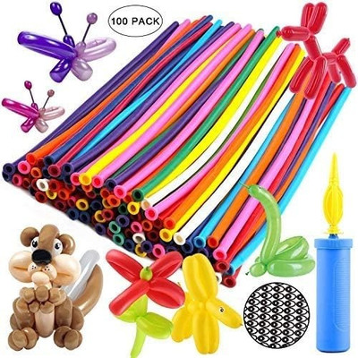 emutz Solid Animals Kit Twisting Balloons with 1 Air Pump + 100pc Latex Long Balloons Balloon(Multicolor, Pack of 100) emutz Solid Animals Kit Twisting Balloons with 1 Air Pump + 100pc Latex Long Balloons Balloon(Multicolor, Pack of 100)