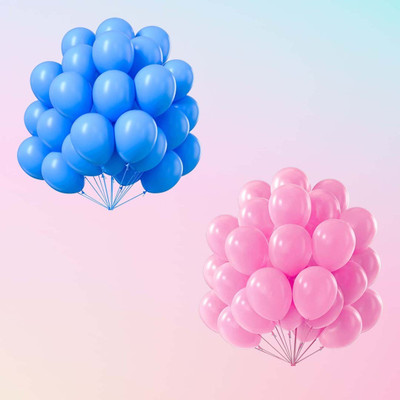 kinegic Solid 50pcs Pink and Light Blue Balloons Combo Balloon(Multicolor, Pack of 50)