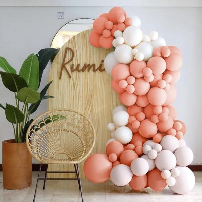 RP Bazaar Solid 50pcs Pastel Balloon Garland Kit For Birthday, Wedding, Aniversary Party Balloon(White, Orange, Pack of 50)