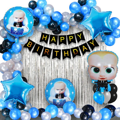 BEST WISHES Boss Baby Birthday Decoration Items Kit - Theme Birthday Decorations for Boys(Set of 55)