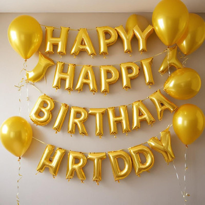 AAFOS Solid aa6 Letter Balloon(Gold, Pack of 1)