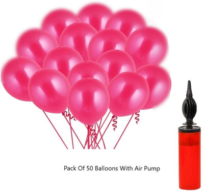 Isk Metallic Pink Balloon With Inflate Air Pump For Balloon Pump(Pack of 51)
