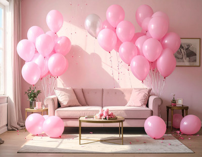 SKYWINS Solid Pastel Pink Balloons Pack of 100 | 12 Inch Latex Balloons for Party Decoration Balloon(Pink, Pack of 100)