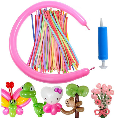 Dinipropz Solid Long Latex Twisting Magic Funky Modeling Animal Twist Tying Making Balloons Balloon(Multicolor, Pack of 101)