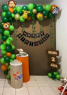 specialyou.in Printed Special You Jungle Theme Birthday Decoration Items for boys and Girls Balloon(Green, Orange, Multicolor, Pack of 44)