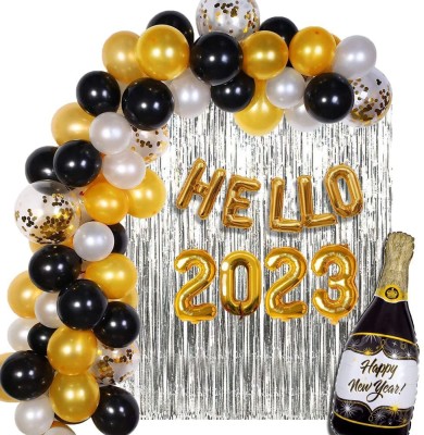 CherishX.com Solid Golden Happy New Year 2022 Foil Balloon Kit - Pack of 57 Pcs - DIY Decoration Party Kit Party Supplies Make The Event Unforgettable and Absolutely Memorable Balloon Bouquet(Multicolor, Pack of 57)