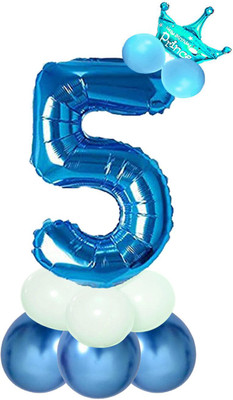 Décor Mantra Solid 5 Five number foil balloon for birthday anniversary party decoration Balloon(Blue, Pack of 13)