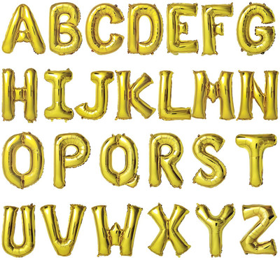 Kiva Enterprise Solid Alphabet Gold Foil Balloon A to Z Letter 16inch For Party Name Decoration Item Letter Balloon(Gold, Pack of 26)