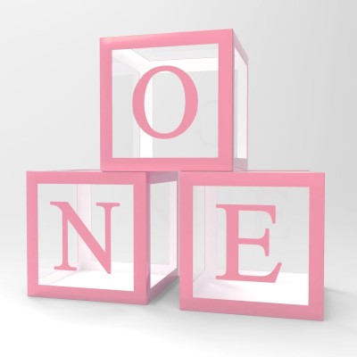 CANS AND HOPE Solid Pink One Balloon Box for 1st Birthday Balloon(Pink, Pack of 3)