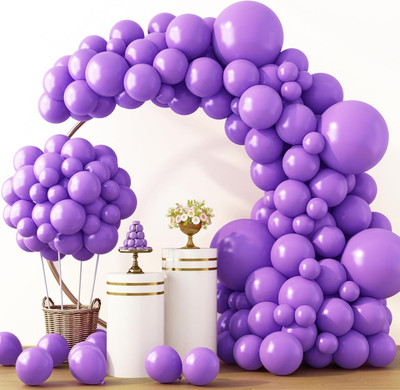 R G ACCESSORIES Solid Pastel Purple Balloons Garland Decoration Kit With Arch Pack Of 50 Balloon(Purple, Pack of 50)