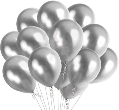 Local Charm Solid Metallic Balloons For Birthday, Anniversary Party , Baby Shower ,Marriage Balloon(Silver, Pack of 50)