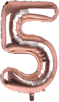 Party Parindey Solid 5 (Five) Numbers Foil Rose Gold Modern kids Party items Birthday Anniversary Letter Balloon(Brown, Pack of 1)