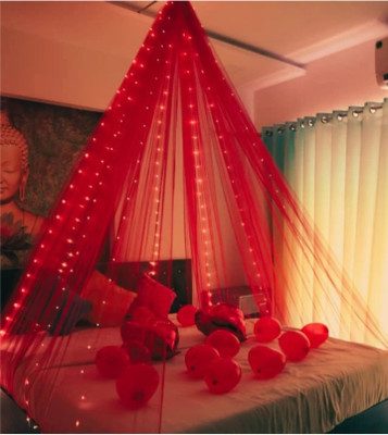 FLIPZONE Solid 2 Red BackDrop Hook Ribbon LED Light for Birthdays Anniversary Baby Shower Balloon(Multicolor, Pack of 6)
