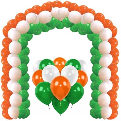 PopTheParty Solid Combo of Tricolor Independence Day, Republic day Special Tiranga Balloon(Multicolor, Pack of 100)