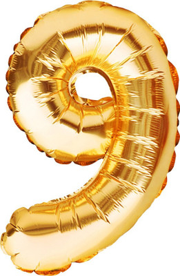 Tejal Trader Solid Birthday Numbers Solid Golden '9' Numerical Foil Balloon for Celebration Balloon(Gold, Pack of 1)