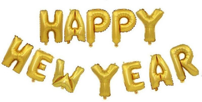 Tejal Trader Solid New-01-trader-HappyNewYear_PBBS Balloon(Gold, Pack of 1)
